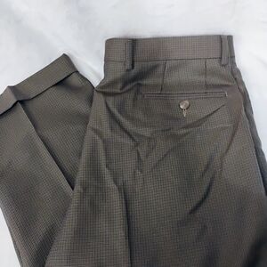 Lauren Ralph Lauren Brown Houndstooth Dress Pants Mens 33x32 Pleated Cuffed H
